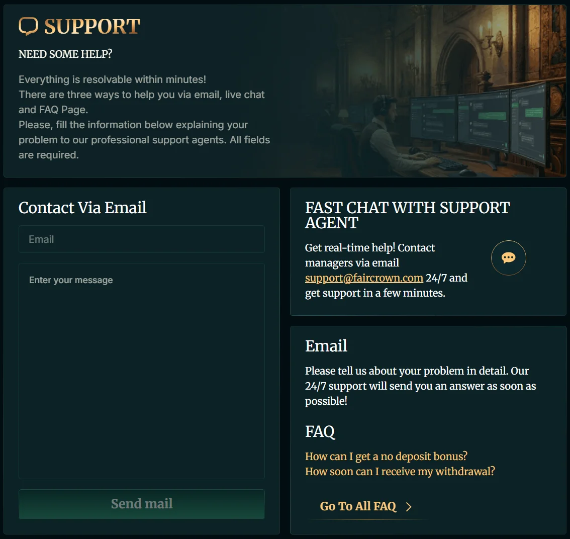 FairCrown Casino Support